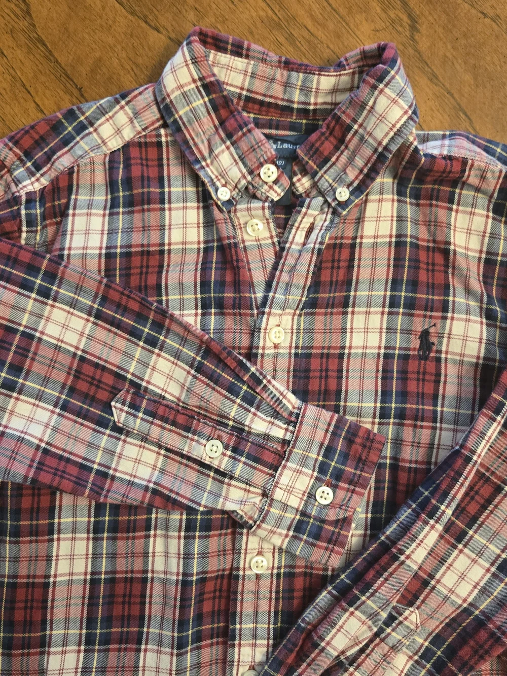 Ralph Lauren BOYS Red & Blue Plaid Cotton Button-Down Shirt